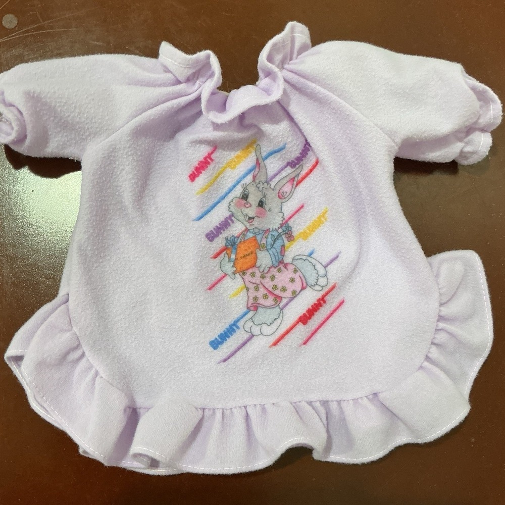 Vintage 80s Purple Baby Doll Nightgown Bunny Ruffle Made In USA